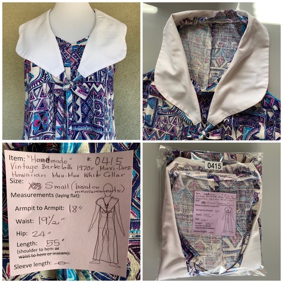 🌺 Vintage Barkcloth Maxi-Dress Muu-Muu 1970s - Picture 5 of 8
